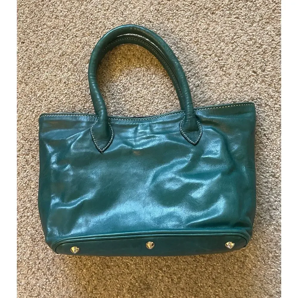 Unbranded Structured Teal bag Silver Feet hardware White Stitching leather Feel
